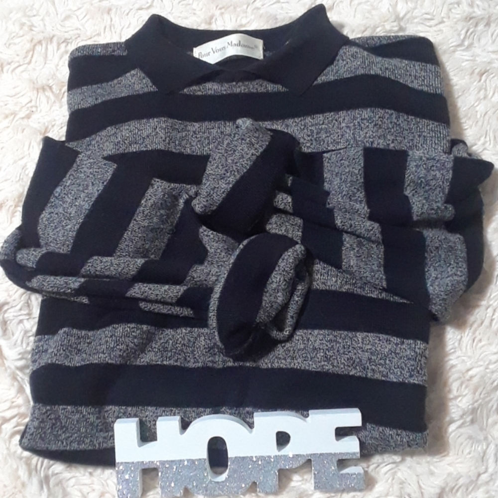 VINTAGE Pour Vous Madame Grey&Black Strip …